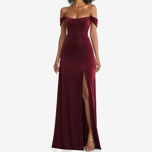 After‎ Six Dessy 1551 - Off-the-Shoulder Flounce Sleeve Velvet Gown size 0
